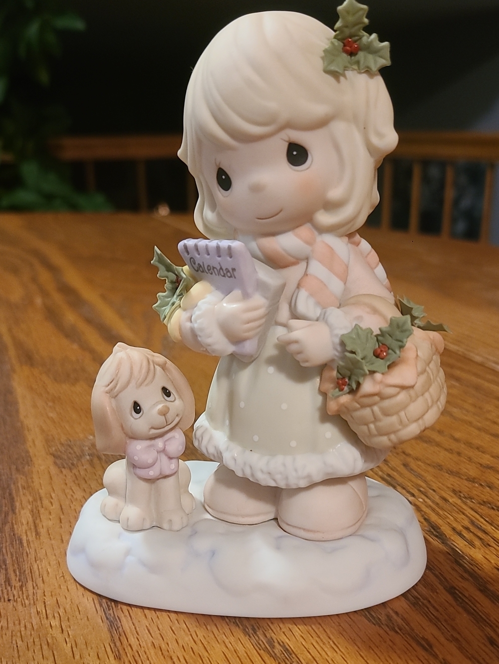 Precious Moments 'December Holly: Full Of Foresight' Girl Figurine with Puppy